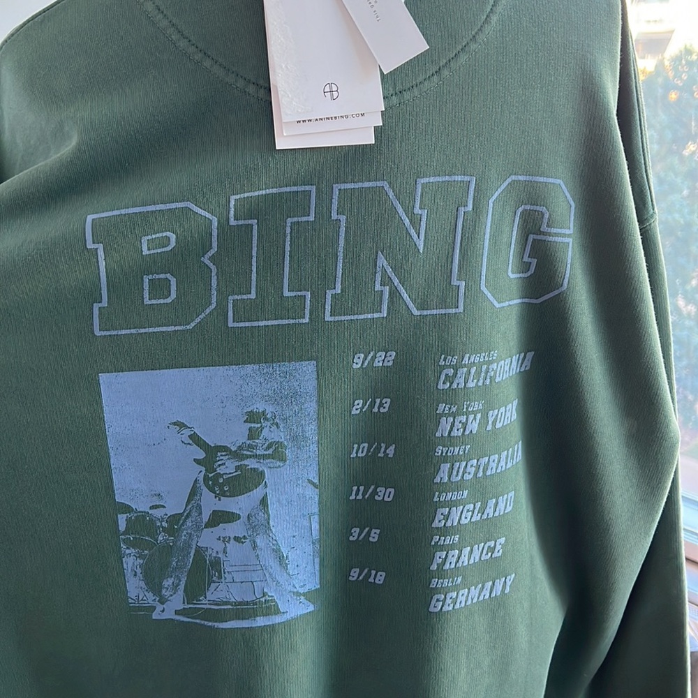 New ANINE BING Cody Printed Oversized French Terry Sweatshirt Size Medium - Picture 6 of 8